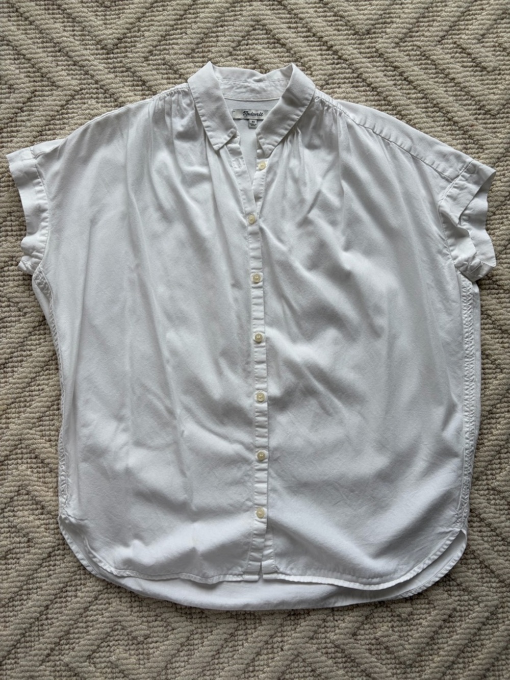Madewell White Short-Sleeve Button-Down Shirt, XS